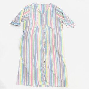 Collections, Etc. Vintage Rainbow Chambray House Coat Mumu